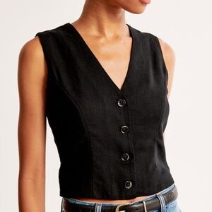 Abercrombie & Fitch The A&F Mara Linen-Blend Vest S NWT